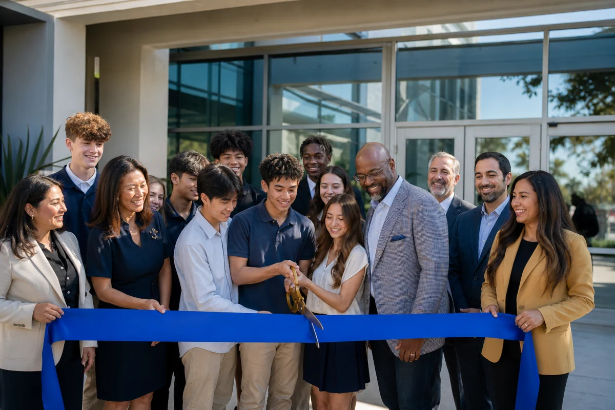 Concord Prep students, educators, and community partners celebrating a new partnership