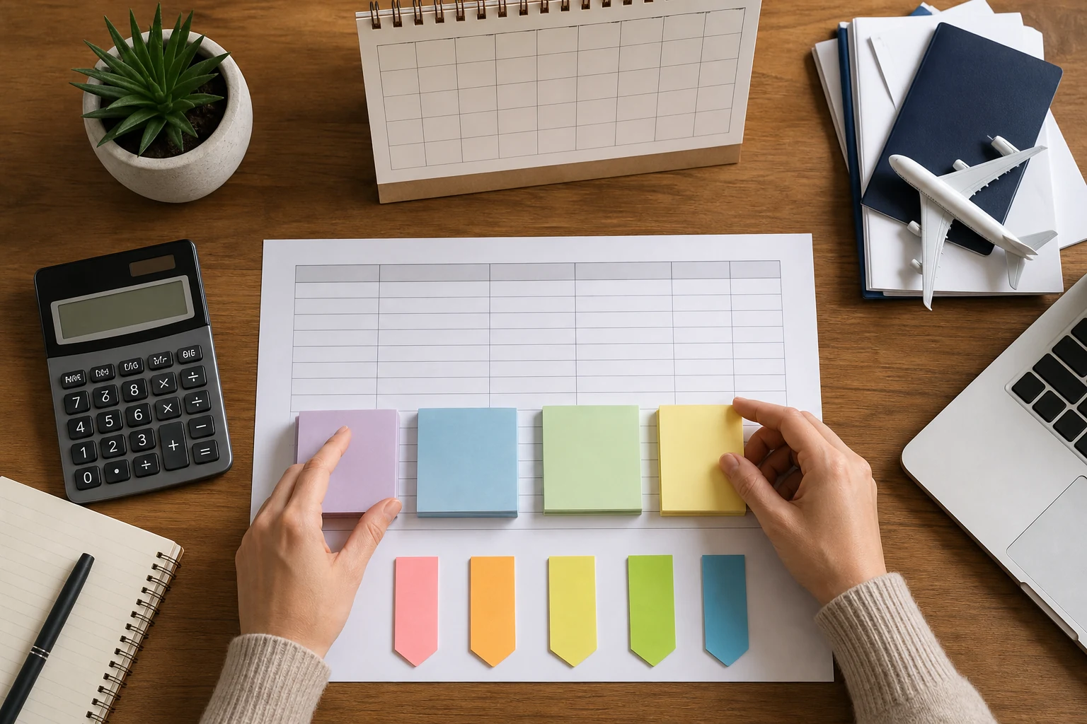 A family budget planning desk showing separate boarding school cost categories.